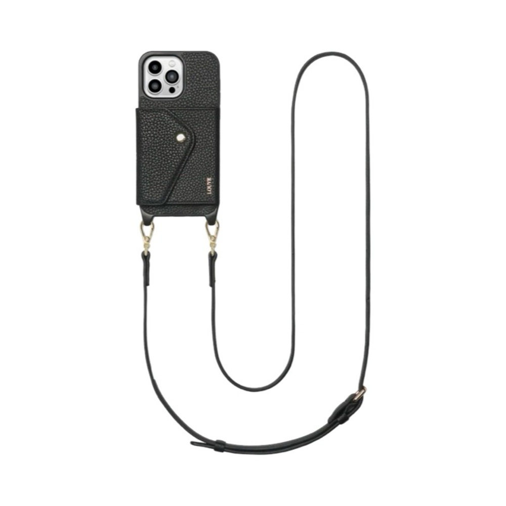LOUVE Black Textured Phone Case wallet with Strap